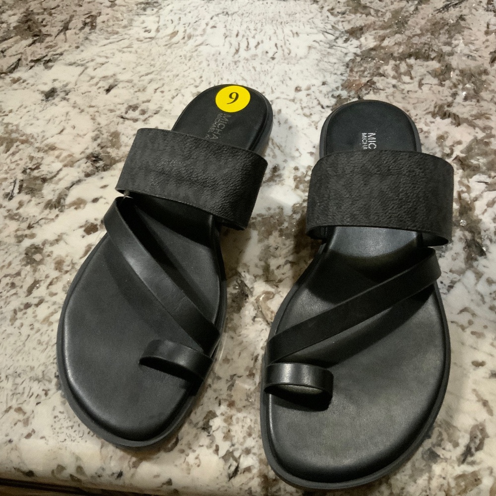 Michael Kors Nelson Black Flat Sandals